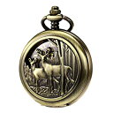 【中古】【輸入品・未使用】MORFONG トナカイ ダブルカバー ローマ数字 文字盤 スケルトン レディース 懐中時計 ギフト メンズ レディース