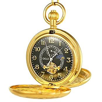 【中古】【輸入品・未使用】OGLE ヴィンテージ銅ダブルカバー、自動機械式懐中時計を巻トゥールビヨンフェーズムーンペンダントネックレスチェーンフォブセルフ (ゴールドブ 【中古】【輸入品・未使用】OGLE ヴィンテージ銅ダブルカバー、自動機械式懐中時計を巻トゥールビヨンフェーズムーンペンダントネックレスチェーンフォブセルフ (ゴールドブ