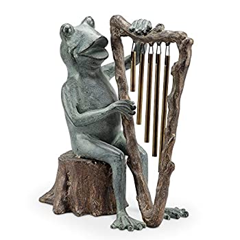 【中古】【輸入品・未使用】SPI Aluminum Frog and Harp Tube Windchime/Statue