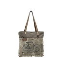 yÁzyAiEgpzMyra Bags Green Bicycle Upcycled Canvas Tote Bag S-0938