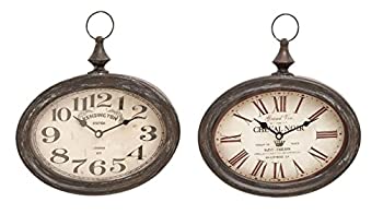 【中古】【輸入品・未使用】Benzara 52519 Stylish and Durable Assorted Chinese Metal Wall Clock - Set of 2