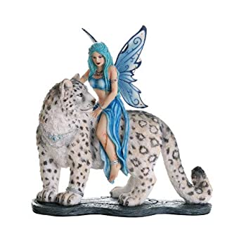 【中古】【輸入品・未使用】Decorative Companion Fairy Hima with Snow Leopard Collectible Decorative Statue 8H