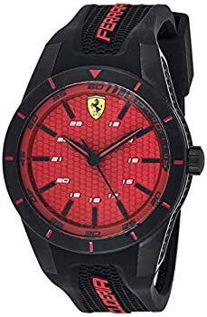【中古】【輸入品 未使用】Ferrari Men 039 s 44mm Black Plastic Band Case Mineral Glass Quartz Watch 0830248