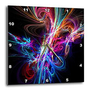 【中古】【輸入品・未使用】3dRose dpp_155273_3 マルチカラーネオンライトアップザナイトフラクタルアートウォールクロック、15x15インチ