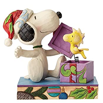 【中古】【輸入品・未使用】Enesco Jim Shore Peanuts Christmas Surprise Snoopy and Woodstock Figur..