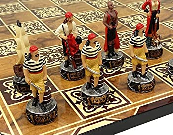 【中古】【輸入品 未使用】Pirates vs Royal Navy Chess Set W/ 17 ダブルクォーテ Burlwood Color Board