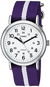 【中古】【輸入品・未使用】Timex Unisex TW2P68400 Weekender Purple/White Stripe Nylon Slip-Thru Strap Watch