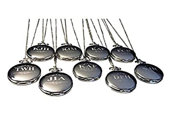 【中古】【輸入品・未使用】8 カスタム彫刻懐中時計 - 8 ギフトセット 結婚式用 - 新郎付き添い人 パーソナライズウォッチ チェーンとボックス付き - 刻印...