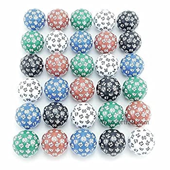 šۡ͢ʡ̤ѡD60 5 Different Colors With Numbers 35mm (1.37in) Set of 30 Dice Koplow Games
