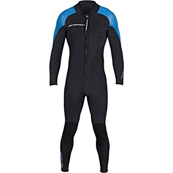 (Large) - Men's Thermoprene Pro Wetsuit 3mm Front Zip Fullsuit Black/Blue