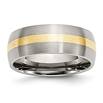 【中古】【輸入品・未使用】ステンレススチール& 14?Kゴールドインレー、8?mmサテンユニセックスバンド 【中古】【輸入品・未使用】ステンレススチール& 14?Kゴールドインレー、8?mmサテンユニセックスバンド
