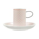 【中古】【輸入品・未使用】Vista Alegre磁器Maya Espresso Coffee Cup & Saucer???4のセット L レッド