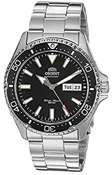 Orient メンズ Kamasu ステンレススチール 日本製自動ダイビングウォッチ, ブラック - メタルブレスレット。,41.8 mm, ダイビング