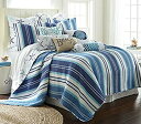 【中古】【輸入品・未使用】Levtex Home キャンプベイキルトセット キングキルト + キング枕カバー2枚 - ネイビーとブルーのストライプコースタルパターン - キルトサイズ (