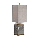 【中古】【輸入品・未使用】Uttermost 29680-1 Covey - 1ライトビュッフェランプ ウォームグレーグレーグレーズ/アンティーク真鍮仕上げ ライトベージュリネンシェード