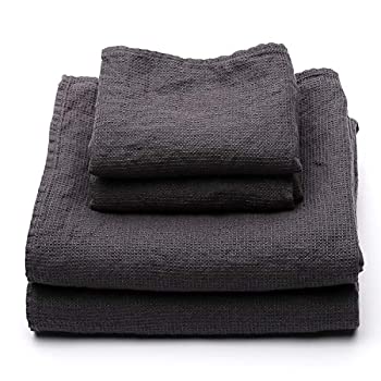 【中古】【輸入品・未使用】LinenMe セット ワッフルグレー 洗濯 2 ビッグハンドタオル2枚 ヨーロッパ製 バスタオル ヨーロピアンリネン 洗濯機洗い可 ...