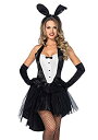 【中古】【輸入品・未使用】LEG AVENUE(レッグアベニュー) Tux Tails Bunny ドレス ペチコート ヘッド コスチューム ブラック/ホワイト レディース XSサイズ