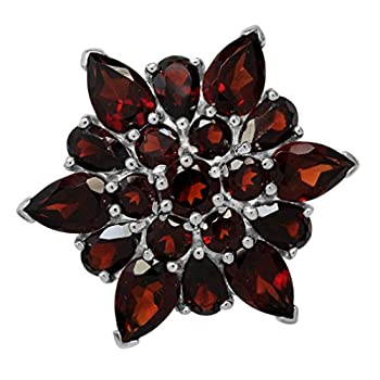 【中古】【輸入品・未使用】5.67?CT。天然ガーネット925スターリングシルバー花クラスタ右側カクテルリング