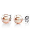 【中古】【輸入品 未使用】14K Gold AAAA Quality Round Peach Freshwater Cultured Pearl Stud Earrings Set for Women