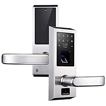 AIGURD Smart Lock Fingerprint Biometric Door Lock Keyless Touchscreen Keypad Electronic Deadbolt Front Handle Door Lock(F18 Right Handl