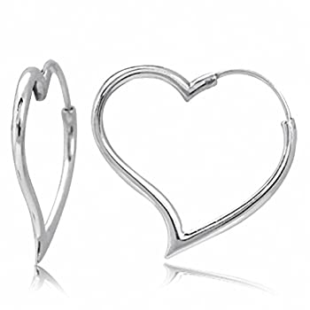 【中古】【輸入品・未使用】925 Sterling Silver Heart Shape Hoop Earrings 【中古】【輸入品・未使用】925 Sterling Silver Heart Shape Hoop Earrings