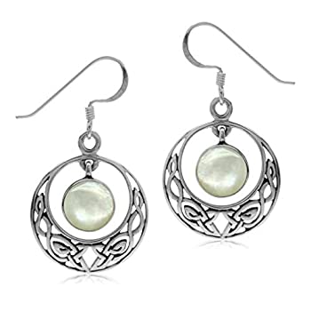 【中古】【輸入品・未使用】ダングル ホワイト 真珠層 925 スターリング シルバー ケルトノット サーク..