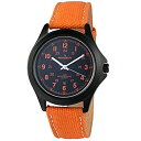 yÁzyAiEgpz[vW[] Peugeot rv Black Aviator 24Hr Time Markers%J}%Water-Resistant with Orange Canvas Strap AiO NH[c 2055OR ys