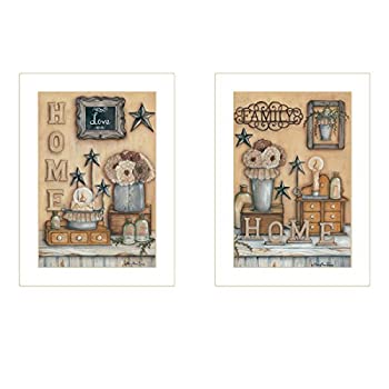 Trendy Decor4U Where Family & Friends Gather Ii 2ピース Vignette 作者： Mary Ann June 額縁付きプリント、アーストーン