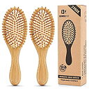 【中古】【輸入品・未使用】ヘアブラシ 2本セット オーバルブラシ コーム 100%天然素材竹製 ヘアケア 頭皮マッサージ 美髪ケア クッションブラシ ナチュラル...
