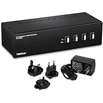 【中古】【輸入品 未使用】TRENDnet 4-Port Dual Monitor DisplayPort KVM Switch with Audio カンマ TK-440DP カンマ 2-Port USB 2.0 Hub カンマ 4K UHD Resolutions Up to 3840