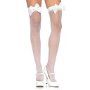 【中古】【輸入品・未使用】LEG AVENUE(レッグアベニュー)サテンボウシアーサイハイストッキング ホワイト 1911