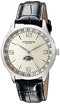 【中古】【輸入品・未使用】Akribos XXIV Men's AK637SSW Retro Swiss Champagne Dial Stainless Steel Black Leather Strap Watch 【中古】【輸入品・未使用】Akribos XXIV Men's AK637SSW Retro Swiss Champagne Dial Stainless Steel Black Leather Strap Watch