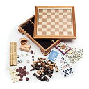 【中古】【輸入品 未使用】Deluxe 7-in-1 Game Set - Chess カンマ Checkers カンマ Backgammon and More カンマ Brown