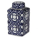 yÁzyAiEgpzA & B Home 69663 Valora Blue & White Square Jar with Lid%J}% 5 by 13cm by 25cm