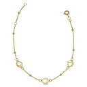 【中古】【輸入品・未使用】Kooljewelry 14K イエローゴールド サークルとビーズ ステーションブレスレット (6.5または7.5インチに調整可能)
