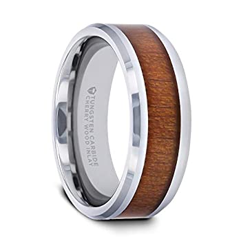 【中古】【輸入品・未使用】Thorsten Rings Brunswick タングステンカーバイドリング ブラックチェリーウッドインレー 研磨面取りエッジ 快適フィット 丈夫な木製結婚指輪 6
