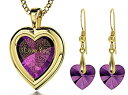 【中古】【輸入品・未使用】ゴールドメッキハートジュエリーI Love Youネックレス120言語内接CZとクリスタルイヤリング、18?%ダブルクォーテ%チェーン