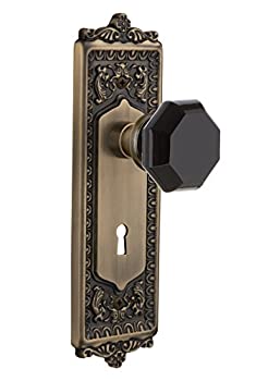 【中古】【輸入品・未使用】Nostalgic Warehouse 721579?Egg & Dartプレートwith Keyhole Passage Waldorfブラックドアノブ、アンティーク真鍮、Passage???2.75