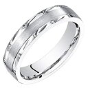 【中古】【輸入品・未使用】レディース 14K ホワイトゴールド 4mm 結婚記念リングバンド つや消しマットインレー サイズ4~9