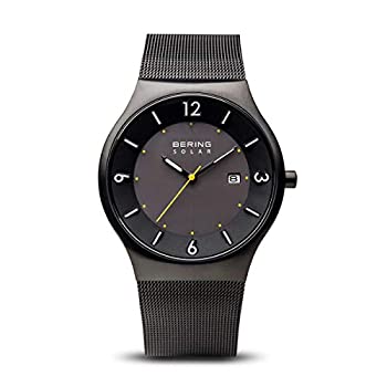 【中古】【輸入品・未使用】Bering 14440-223 Men's Solar Black Mesh Bracelet Black Dial Watch