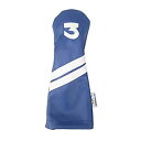 【中古】【輸入品・未使用】Sunfish レザーフェアウェイ3ウッドヘッドカバー ブルー ホワイトストライプ(4)