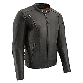 【中古】【輸入品・未使用】Leather King メンズ サイドレース ベント付きスクータージャケット (ブラック、12XL)
