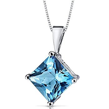 【中古】【輸入品・未使用】14カラットホワイトゴールドプリンセスカット3.00カラットスイスブルートパーズペンダント
