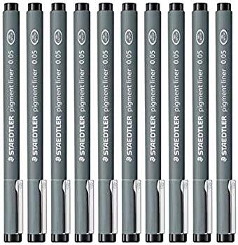 yÁzyAiEgpzStaedtler 0.05 mm Pigment Liner Fineliner Sketching Drawing Drafting Pens Pack of 10