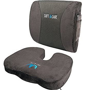 【中古】【輸入品・未使用】SOFT & CARE シートクッション 2点セット(座布団・腰まくら) ダークグレー