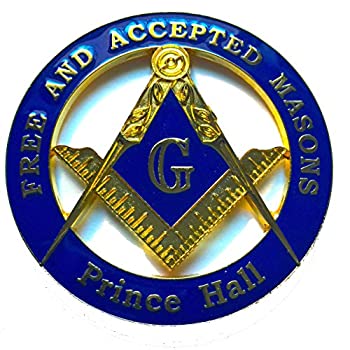 【中古】【輸入品・未使用】3?%ダブルクォーテ% Masonic Prince Hall Heavy合金自動車カットアウトエンブレムGolden &ブルー