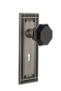 【中古】【輸入品・未使用】Nostalgic Warehouse 721759 ミッションプレート 鍵穴 通路 ウォルドルフ ブラックドアノブ アンティークピューター 2.375