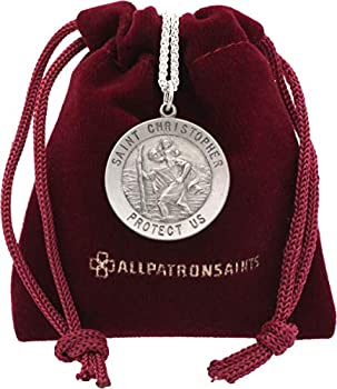 【中古】【輸入品・未使用】All Patron Saints ラウンドアンティーク 聖クリストファー ネックレス メダル ソリッド 925スターリングシルバー ジュエリーギフトボックス付き 【中古】【輸入品・未使用】All Patron Saints ラウンドアンティーク 聖クリストファー ネックレス メダル ソリッド 925スターリングシルバー ジュエリーギフトボックス付き
