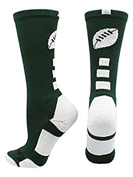 (Large%カンマ% Dark Green/White) - MadSportsStuff Football Logo Athletic Crew Socks (Multiple Colours)