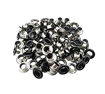 【中古】【輸入品 未使用】Amanaote 8mm Internal Hole Diameter Matte Black Eyelets Grommets with Washer Self Backing Pack of 150 Sets